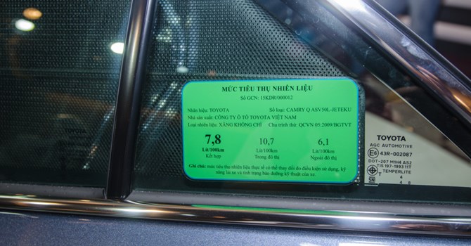 Ôtô dưới 9 chỗ bắt buộc dán nhãn năng lượng từ năm 2018
