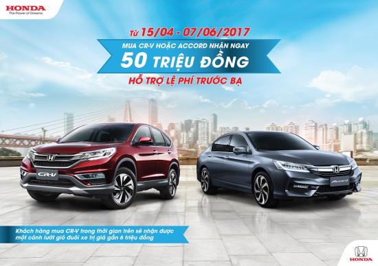 Honda Việt Nam tặng 50 triệu đồng khi mua xe Honda Accord và CR-V