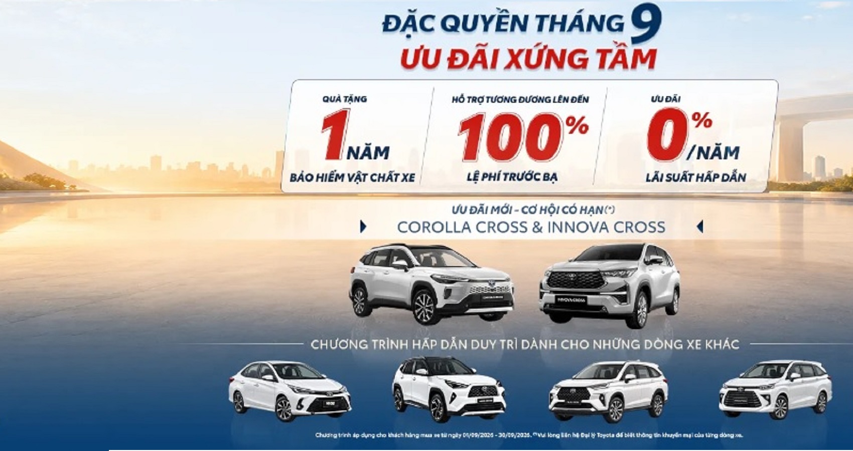 Toyota Việt Nam hỗ trợ tối đa 75 triệu cho khách mua xe trong tháng 9